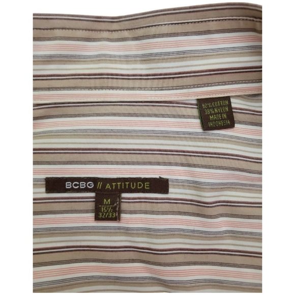 BCBG/Attitude Men's Shirt Long Sleeve Striped Size M Neck 15.5 Cotton/Nylon - Picture 5 of 7